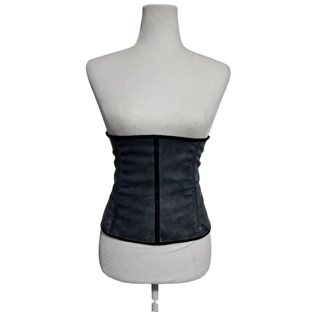 Black‎ Latex Waist Training Corset Women 28W Goth Hook Closure Shapewear Body